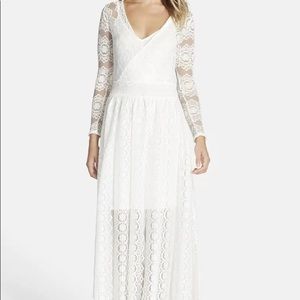 French Connection white wings lace overlay dress